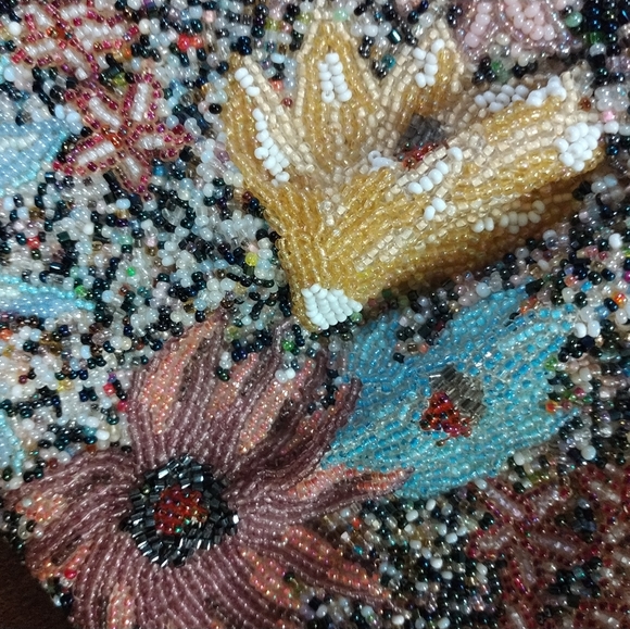 ***$OLD***Vintage Glass Beaded KissLock Handbag - Picture 12 of 17